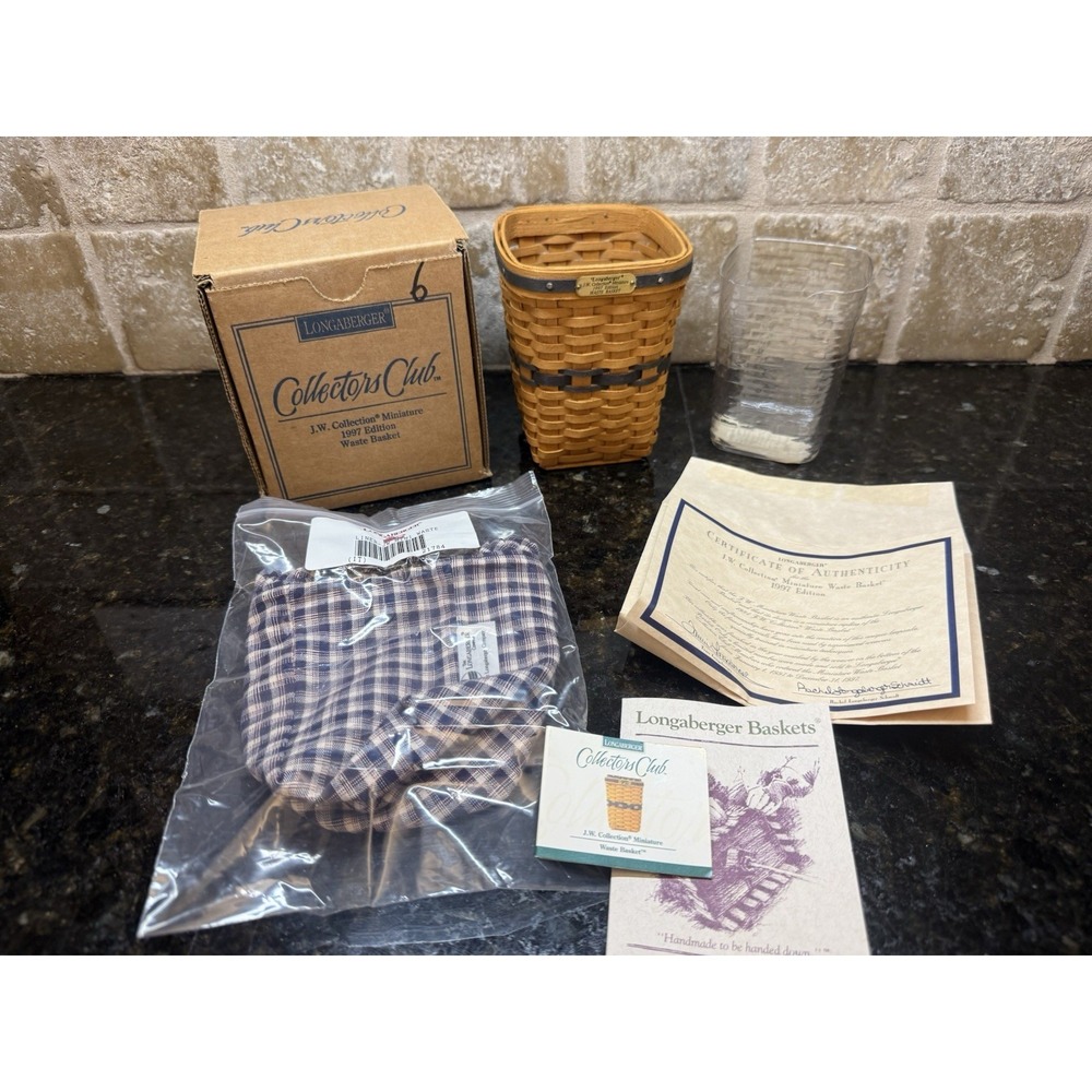 Longaberger J.W. Collection Collectors Club Mini 2001 Bankers Waste Basket NEW